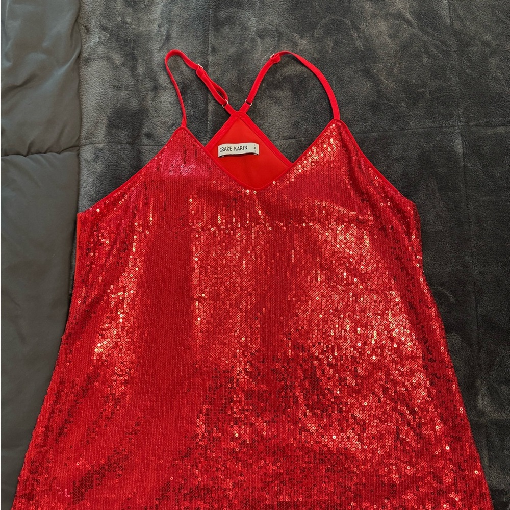 Dazzling Red Sequin Top by Grace Karin